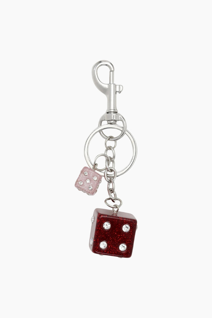 Vegas Baby Bag Charm - Silvery/Red Pink - Sui Ava