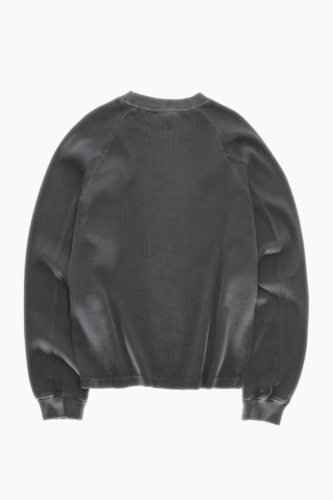 Vintage Oversized Waffle Long Sleeve - Stone Black - Bareen