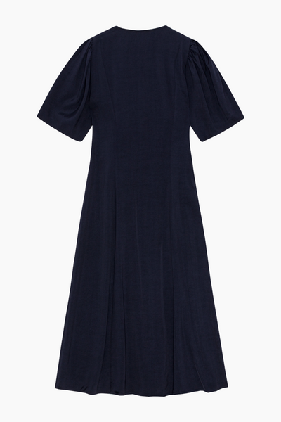 Viscose Twill Wrap Midi Dress F9577 - Sky Captain - GANNI