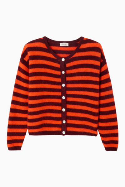 Vitow Cardigan - Striped Garnet Melange Gaspacho - American Vintage