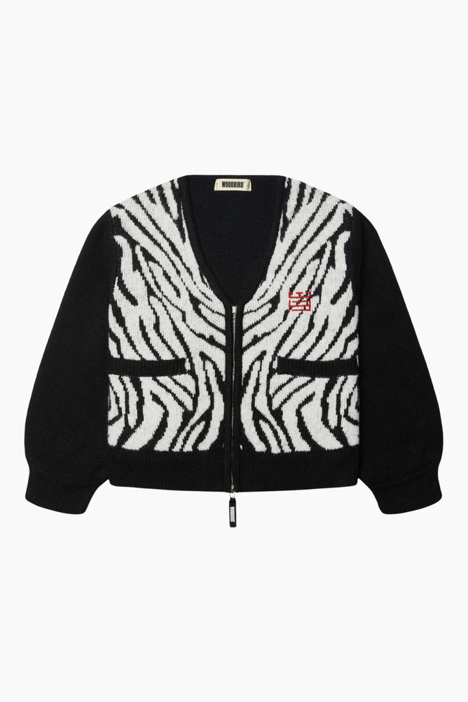 WBFen Zebra Zip Cardigan - Black/White - Woodbird