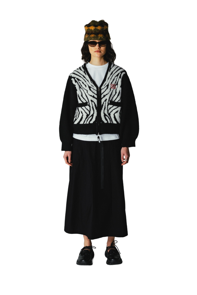 WBFen Zebra Zip Cardigan - Black/White - Woodbird