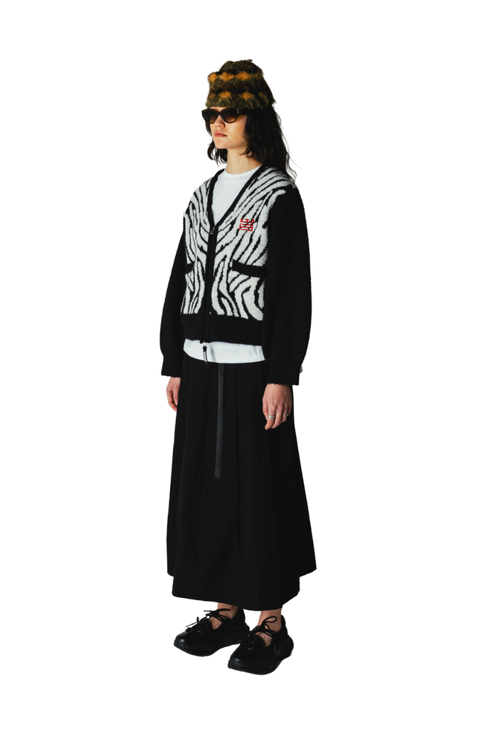 WBFen Zebra Zip Cardigan - Black/White - Woodbird