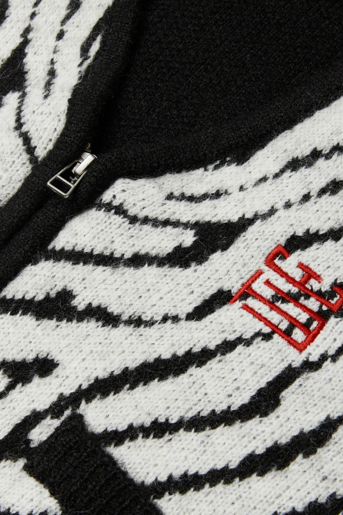 WBFen Zebra Zip Cardigan - Black/White - Woodbird