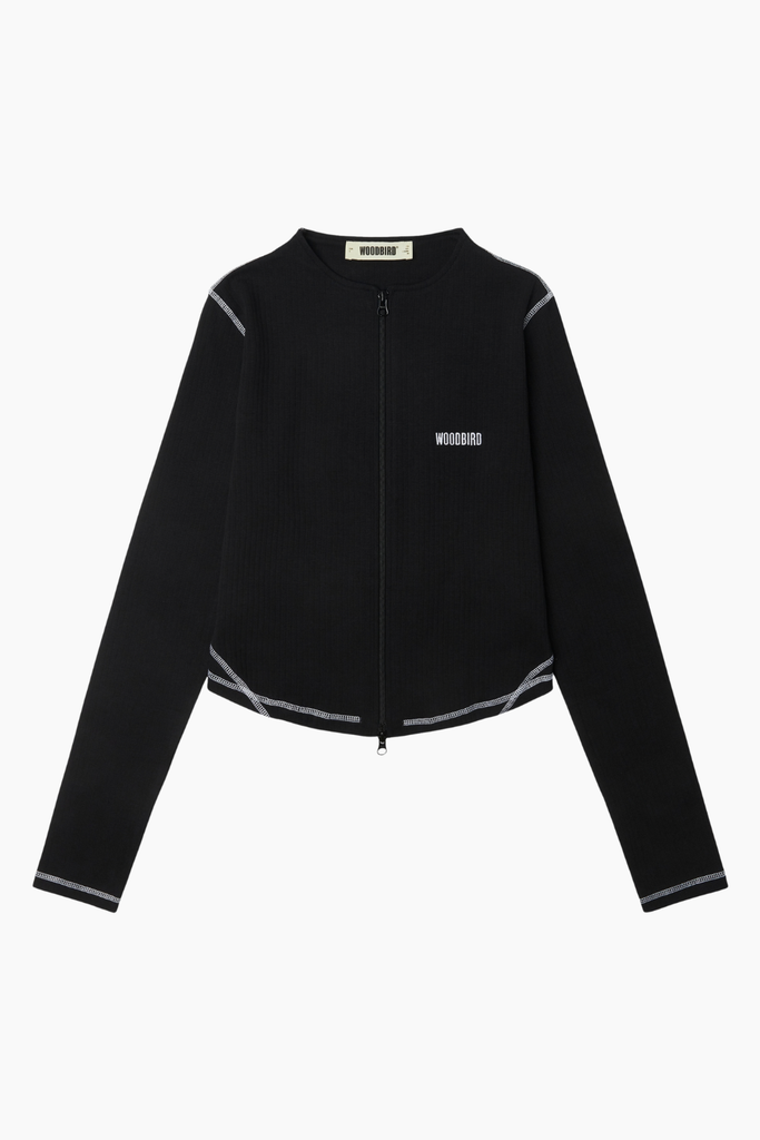 WBGia Zip Sports LS tee - Black - Woodbird