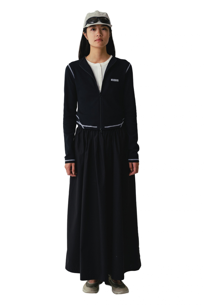 WBGia Zip Sports LS tee - Black - Woodbird