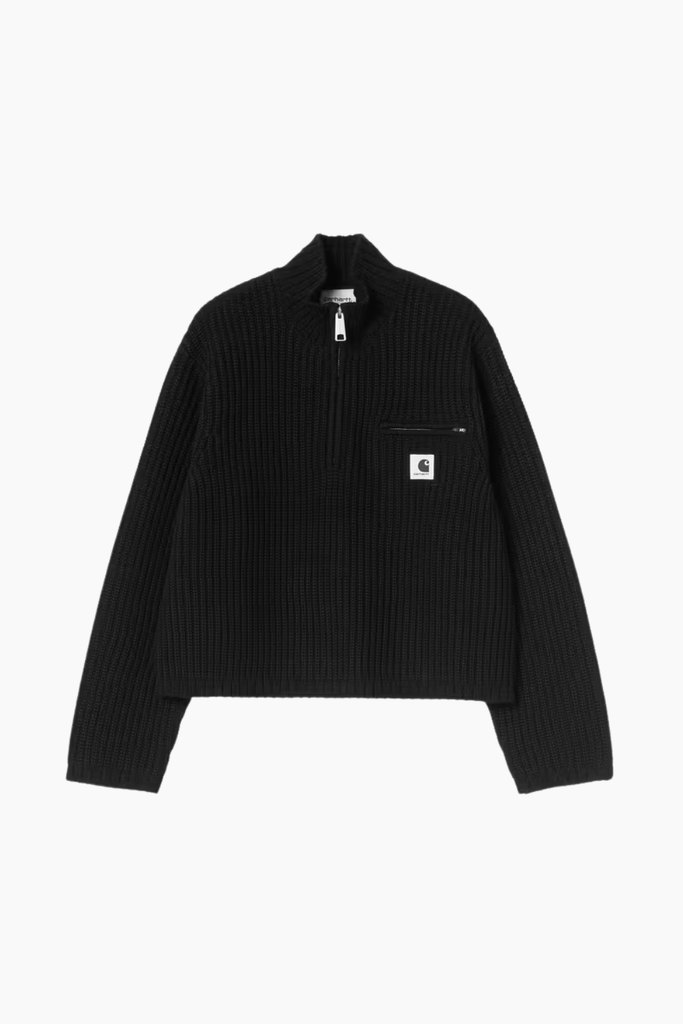 W' Detroit Half Zip Sweater - Black - Carhartt WIP