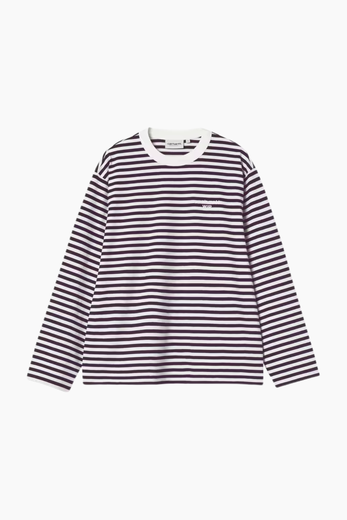 W' L/S Ezra T-Shirt Stripe - Cozy Purple - Carhartt WIP