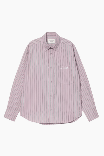 W' L/S Grimsby Shirt - Grimsby Stripe/Pink Fog - Carhartt WIP