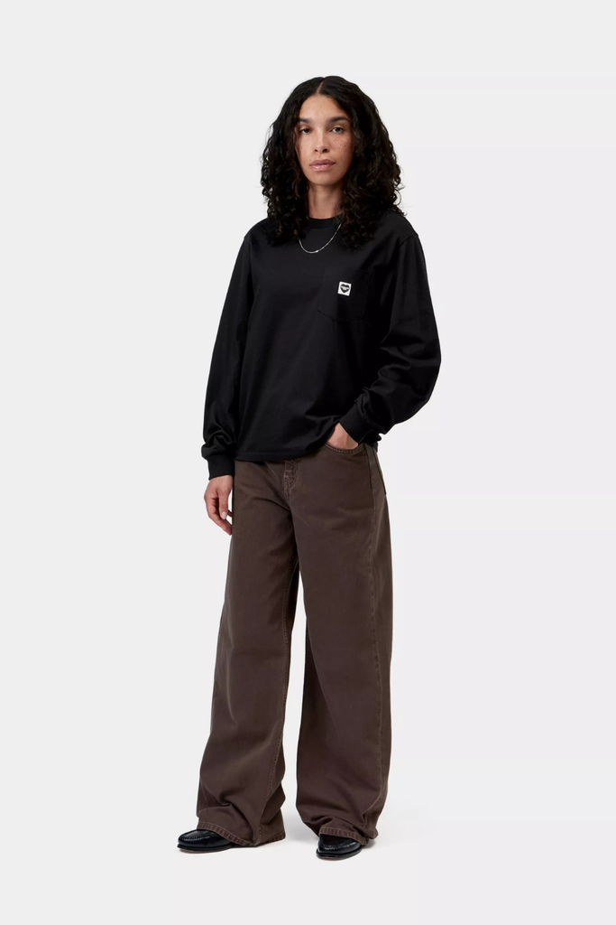 W' L/S Pocket Small Heart T-Shirt - Black - Carhartt WIP