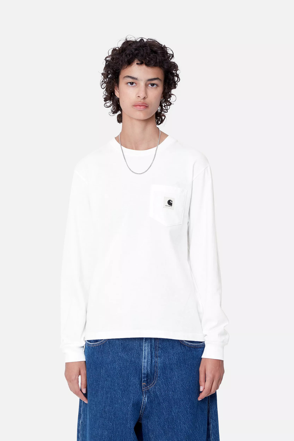 W' L/S Pocket T-Shirt - White - Carhartt WIP