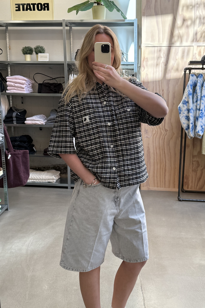 W' S/S Michigan Shirt - Kander Check, Black - Carhartt WIP