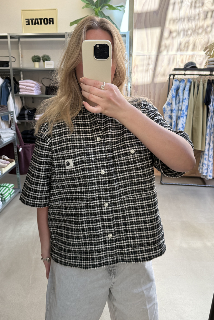 W' S/S Michigan Shirt - Kander Check, Black - Carhartt WIP