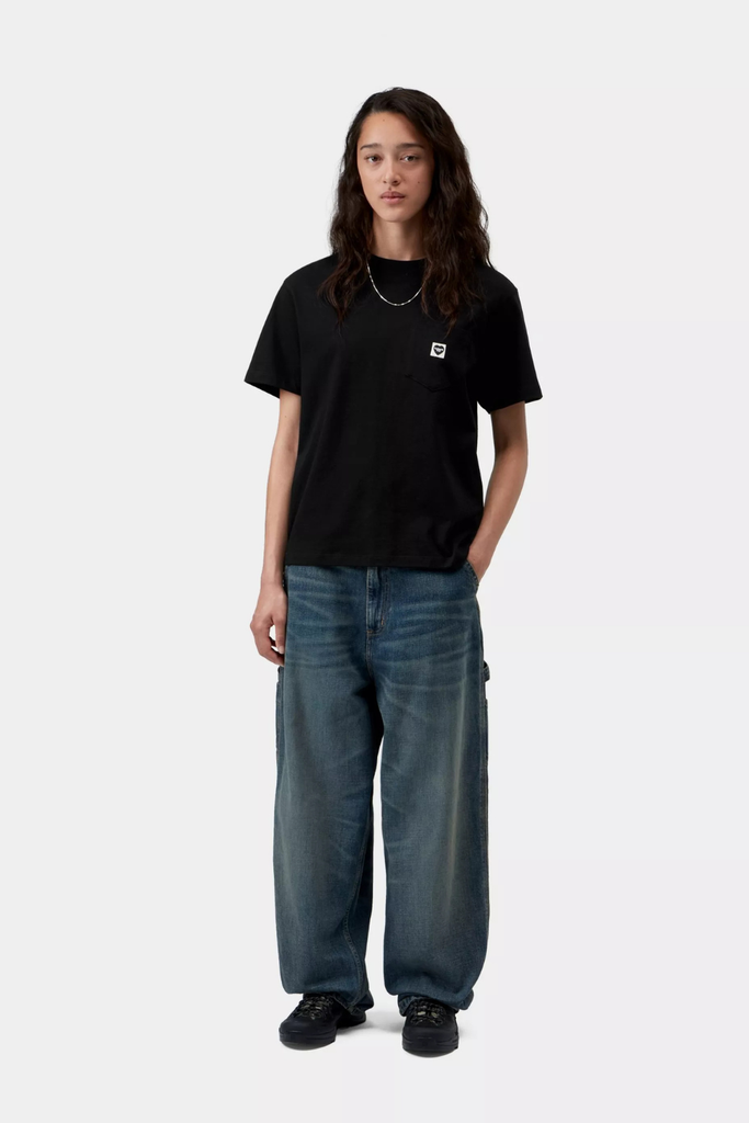 W' S/S Pocket Small Heart T-Shirt - Black - Carhartt WIP