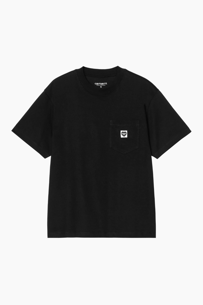 W' S/S Pocket Small Heart T-Shirt - Black - Carhartt WIP