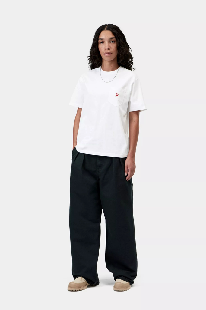W' S/S Pocket Small Heart T-Shirt - White - Carhartt WIP