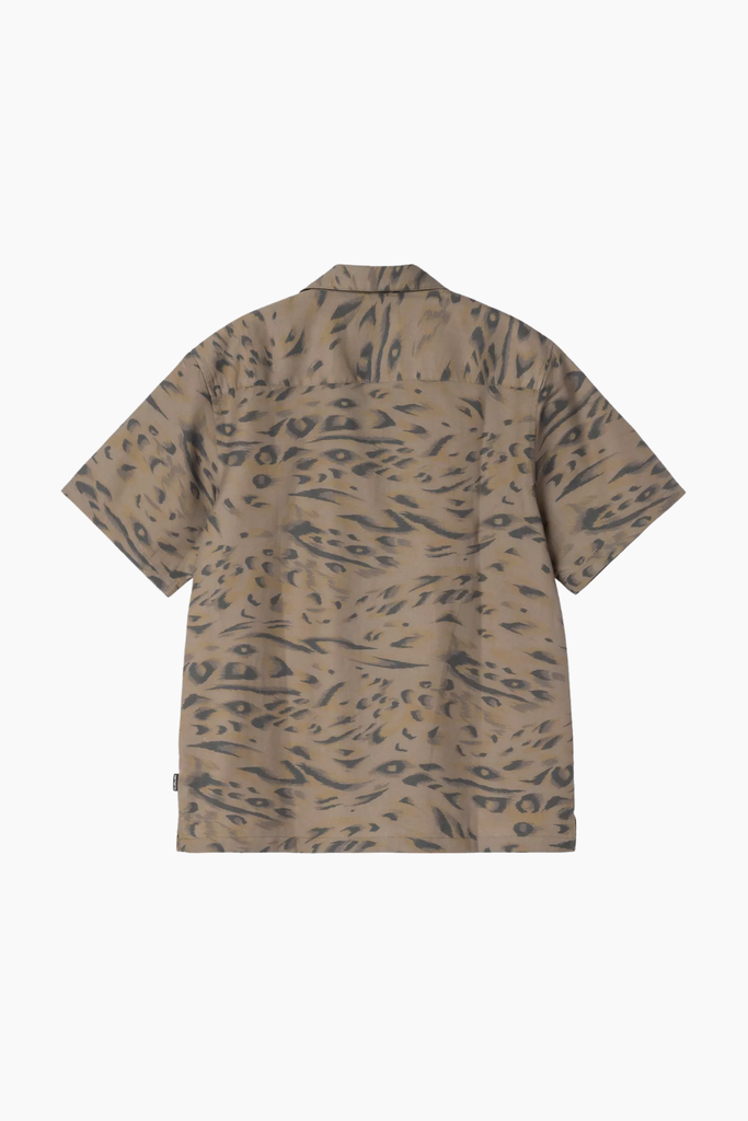 W´ S/S Travon Shirt - Duck Feather Print, Cypress/Black - Carhartt WIP