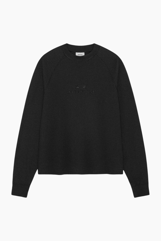 Waffle Raglan Longsleeve - Black - bareen
