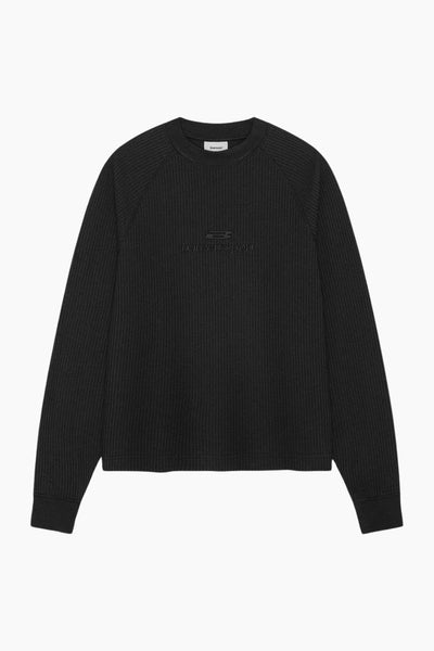 Waffle Raglan Longsleeve - Black - bareen