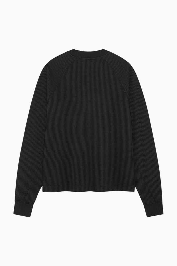 Waffle Raglan Longsleeve - Black - bareen