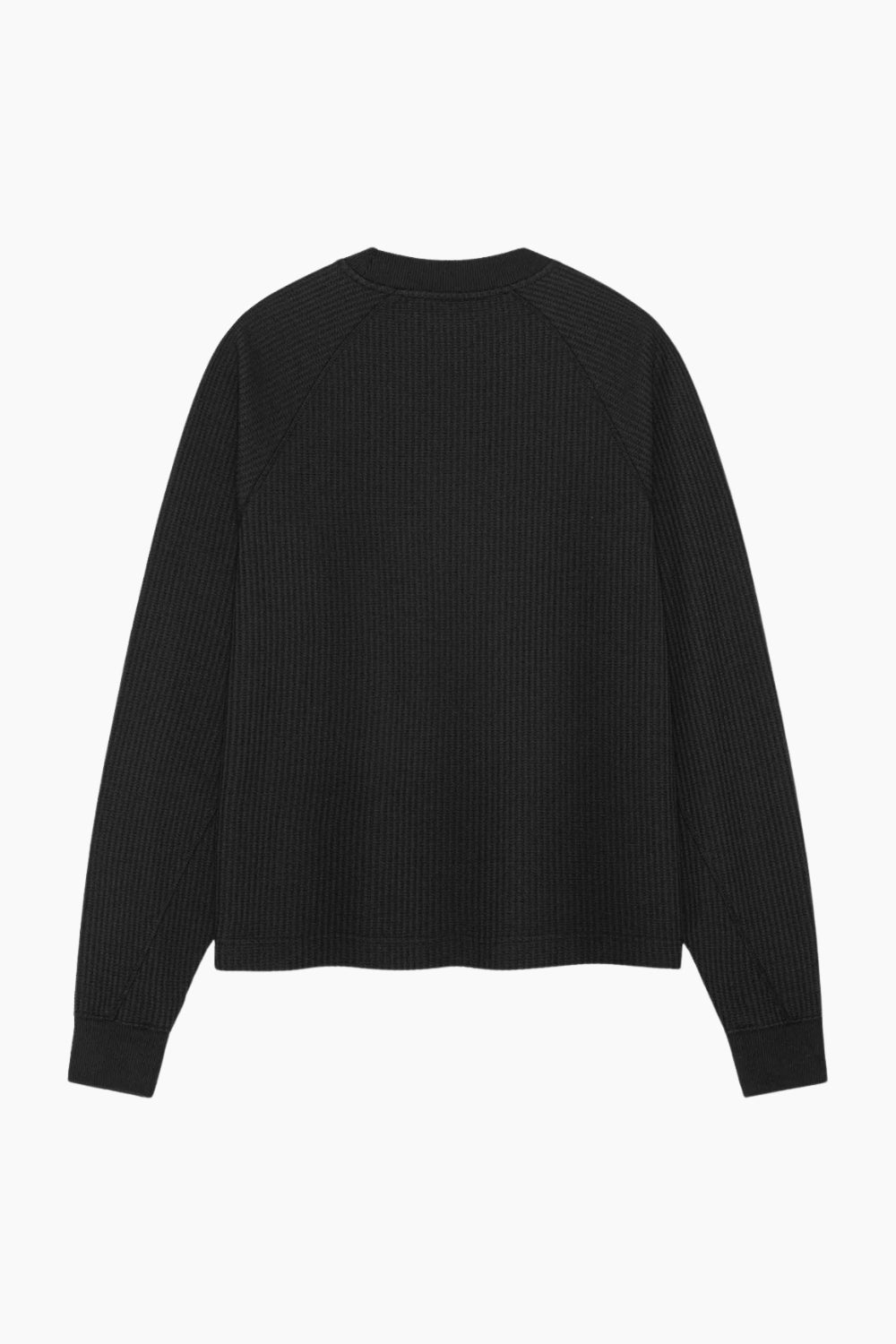 Waffle Raglan Longsleeve - Black - bareen