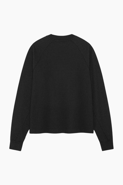Waffle Raglan Longsleeve - Black - bareen