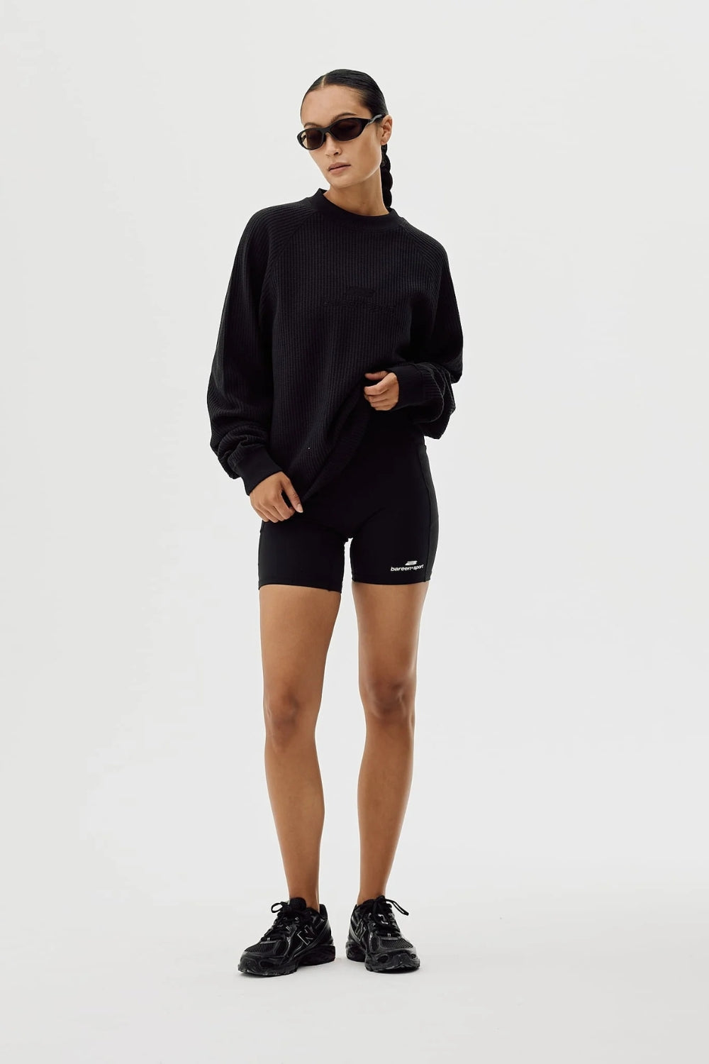 Waffle Raglan Longsleeve - Black - bareen