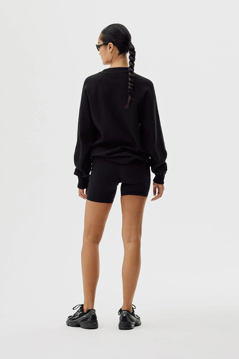 Waffle Raglan Longsleeve - Black - bareen