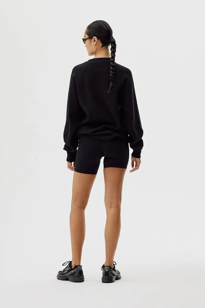 Waffle Raglan Longsleeve - Black - bareen