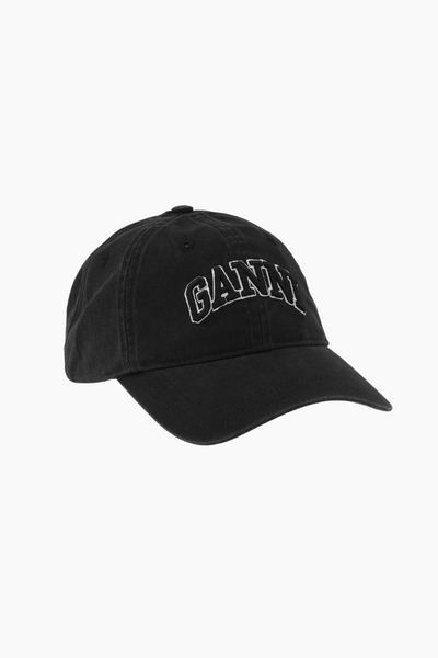 Washed Cotton Canvas Cap A6900 - Black - GANNI