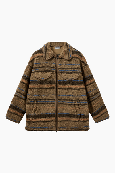 Weekend Pile Jacket - Lead Grey Multistripe - H2O Fagerholt