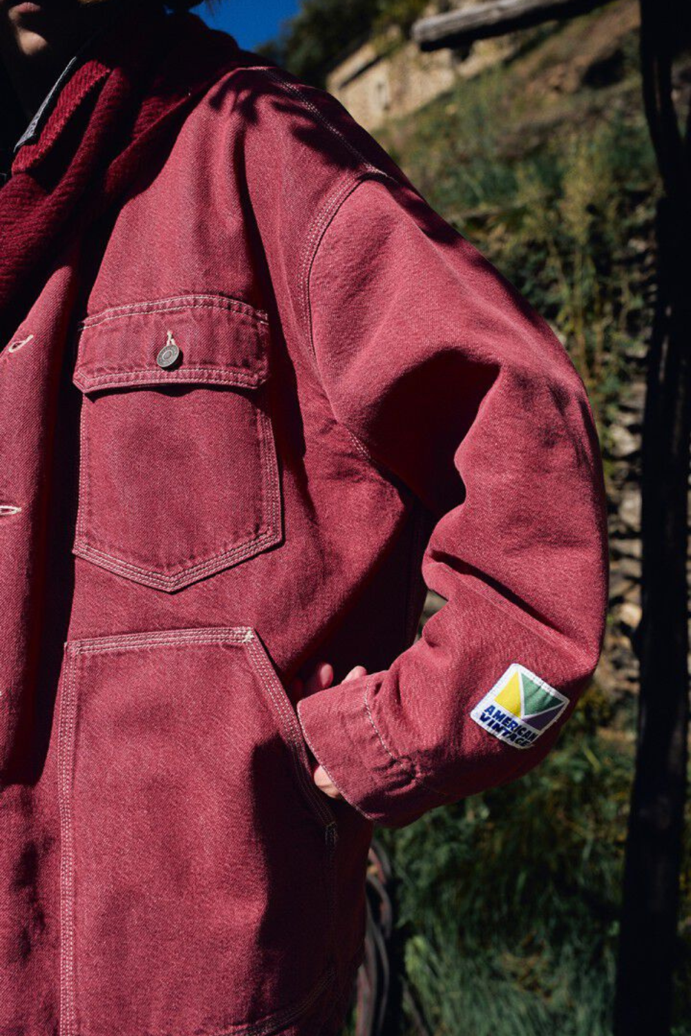 Women Jacket Ymobay - Burgundy - American Vintage