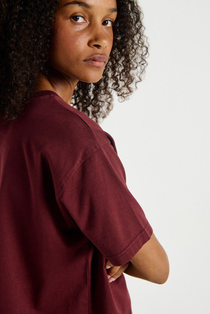 Women's T-shirt Fizvalley - Vintage Burgundy - American Vintage