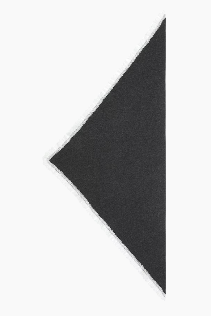 Wool Lace Triangular Scarf - Phantom - GANNI