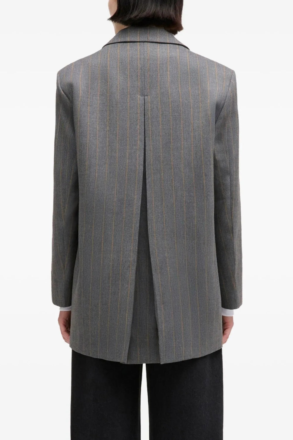 Wool Stripe Blazer A1020040 - Pewter Melange - GANNI