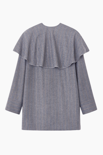 Wool Stripe Circle Collar Mini Dress W0994 - Pewter - GANNI