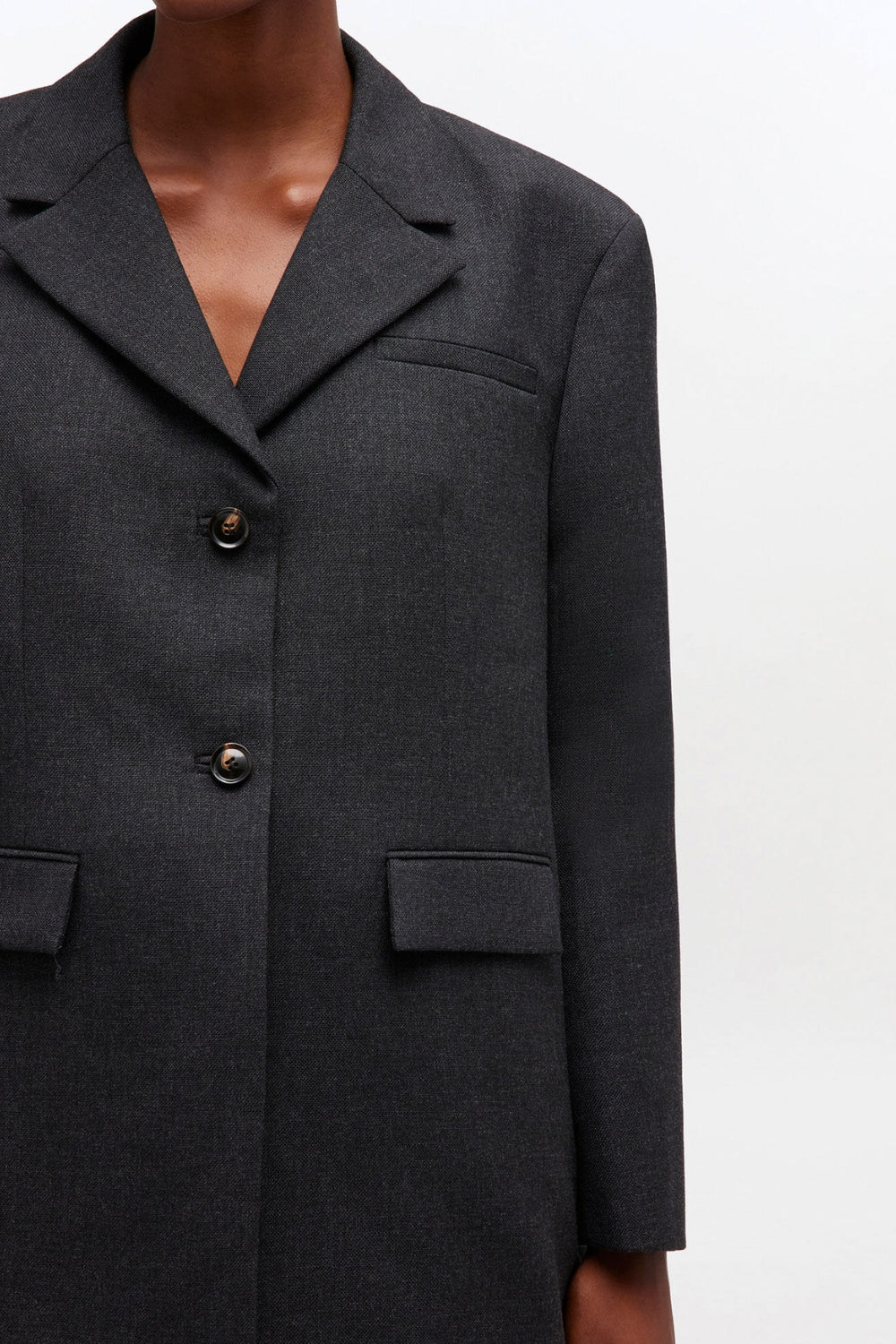 Wool Suiting Blazer A1020022 - Phantom - GANNI