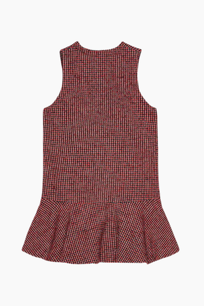 Woollen Check Mini Dress W0032 - Racing Red - GANNI