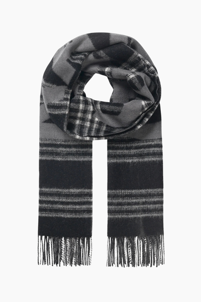 Woven Wool Logo Scarf - Black/Vanilla Ice - Mads Nørgaard