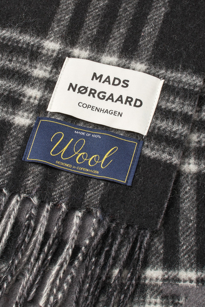 Woven Wool Logo Scarf - Black/Vanilla Ice - Mads Nørgaard