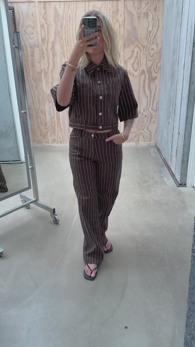 Majsa Shirt - Creme Brown Pinstripe - Baum und Pferdgarten