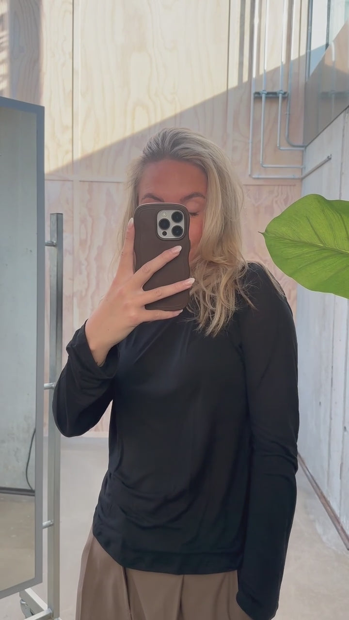 Long Sleeve Tee Bamboo Lyocell - Black - Baserange-5