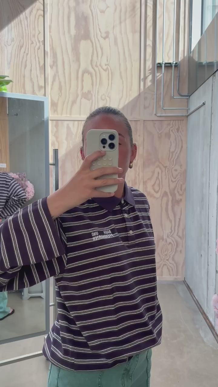 Jeanne Top - Plum Polo Stripe - Baum und Pferdgarten