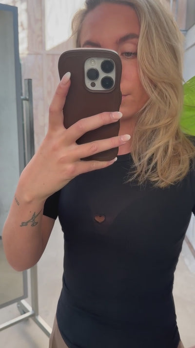 Heart Short Sleeve Cotton Rib - Black - Baserange-5