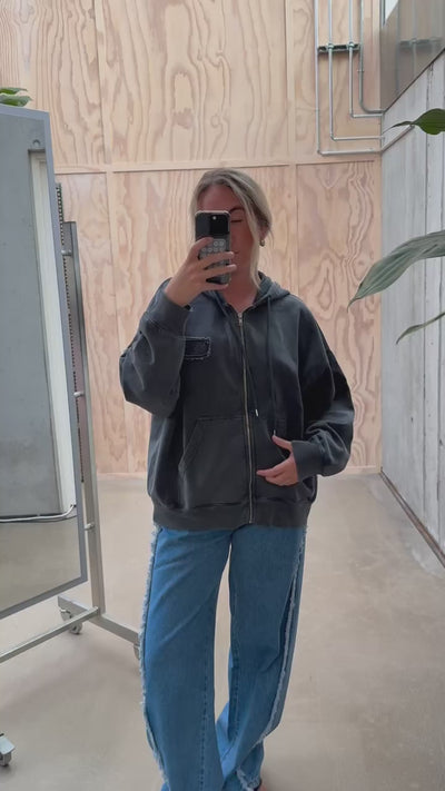 Compact Cotton Alpa Zip Hoodie - Asphalt - Mads Nørgaard