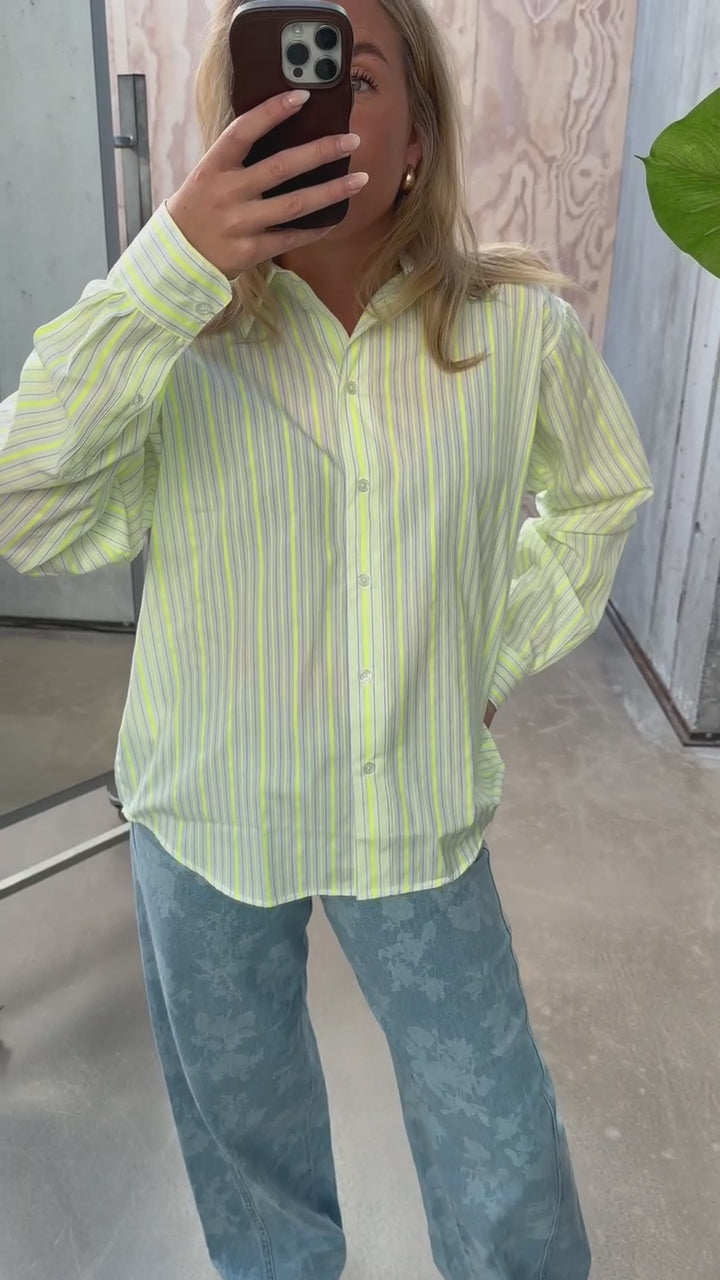 Neon Yarn Crelly Shirt - Love Bird Stripe - Mads Nørgaard-4