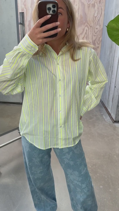 Neon Yarn Crelly Shirt - Love Bird Stripe - Mads Nørgaard-4