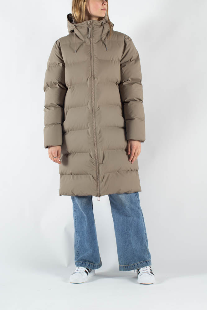 Long Puffer Jacket - Taupe - Rains