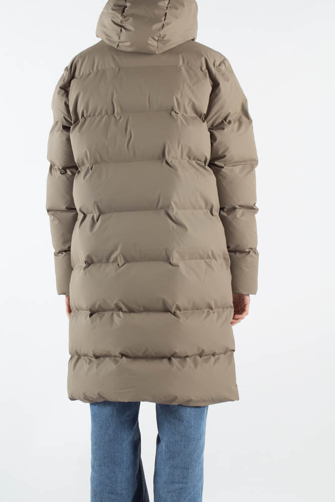 Long Puffer Jacket - Taupe - Rains