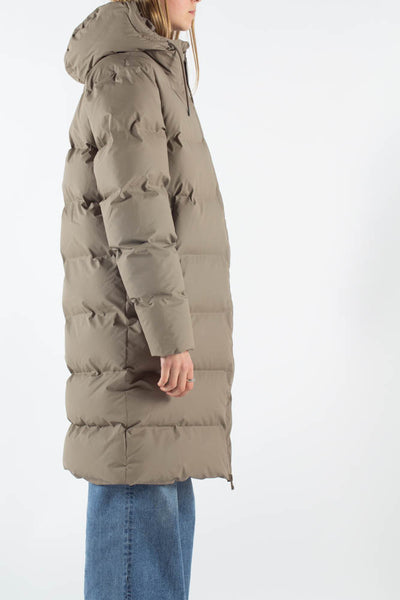 Long Puffer Jacket - Taupe - Rains